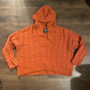 American Eagle‎ Cropped Hooded Cable Knit Pullover